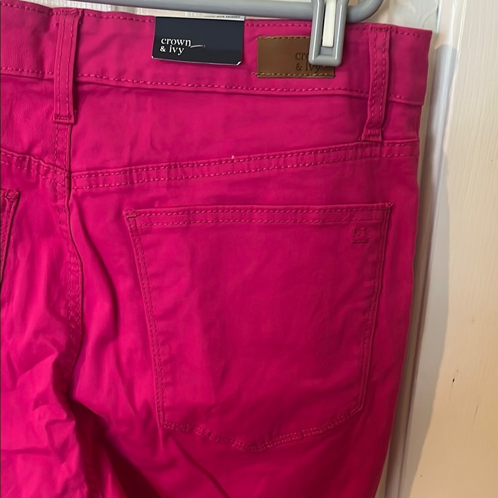 crown & ivy Women's Straight Leg Jeans - Pink - Picture 3 of 7